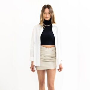 Torn by Ronny Kobo Presley Asymmetrical Ruched Faux Leather Skirt